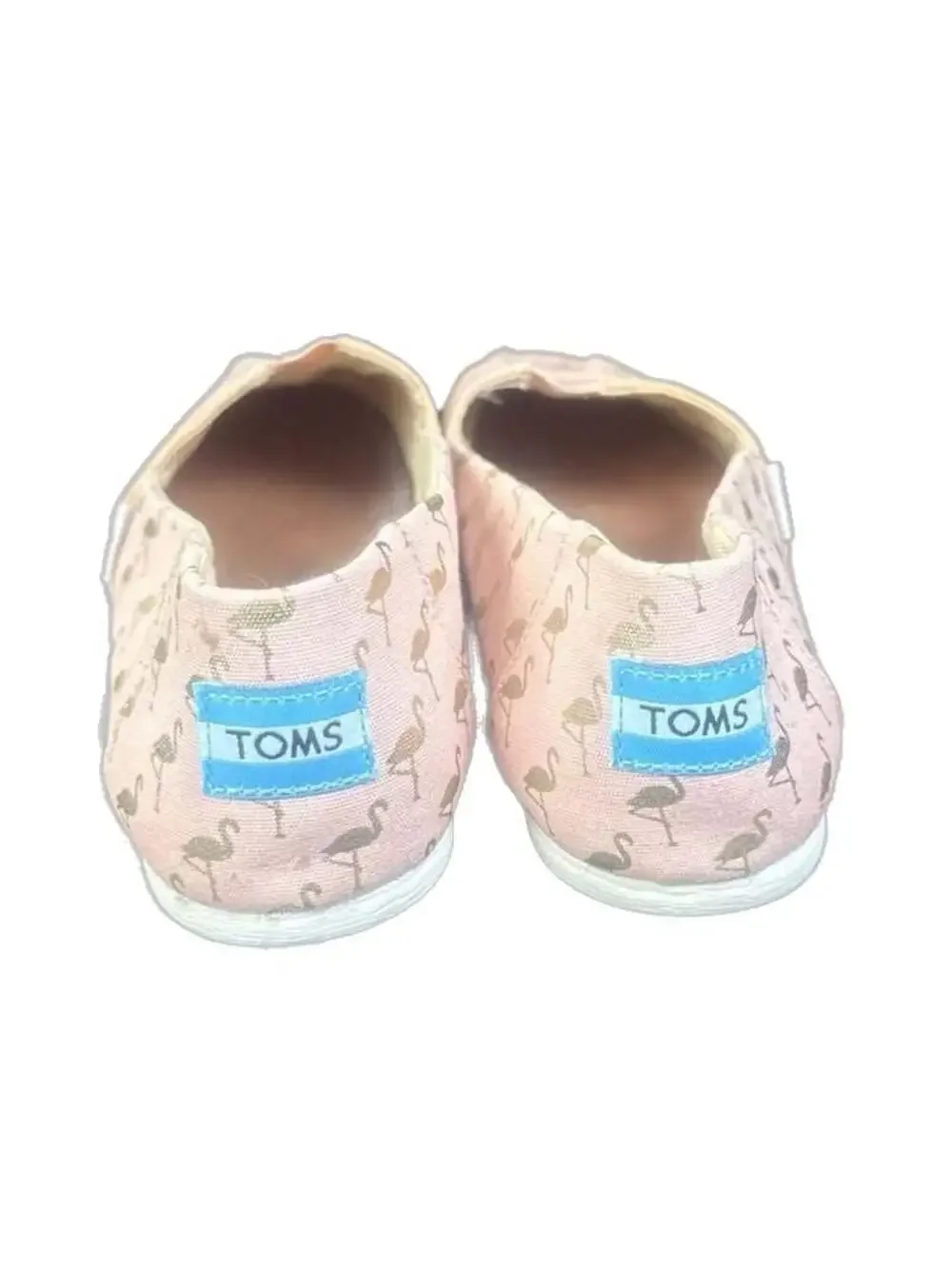 TOMS Alpargata Pink Gold Foil Flamingo Print Slip-On Shoes, Size 9